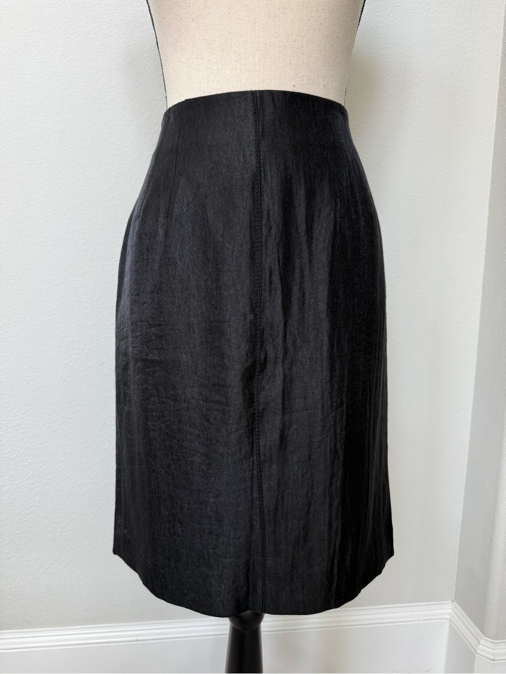 Ann Taylor Black Midi Satin Skirt